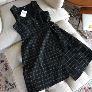 Black check wrap dress